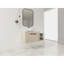 Meuble-lavabo moderne 42 po avec lavabo d'art en céramique, dalle de pierre blanche et petites tablettes de rangement, porte à fermeture douce-557547328