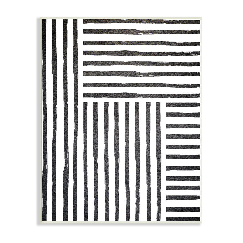 Dominante à motifs, lignes perpendiculaires abstraites minimalistes par - impression, Bois, H 15 po x l 10 po x P 3 po