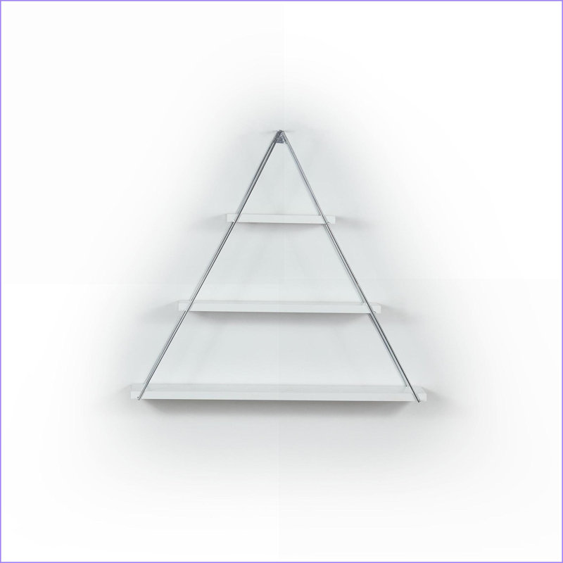 Tablette murale | Étagère triangulaire rustique en métal flottant | Blanc, argent chromé | Blanc | Métal, Blanc