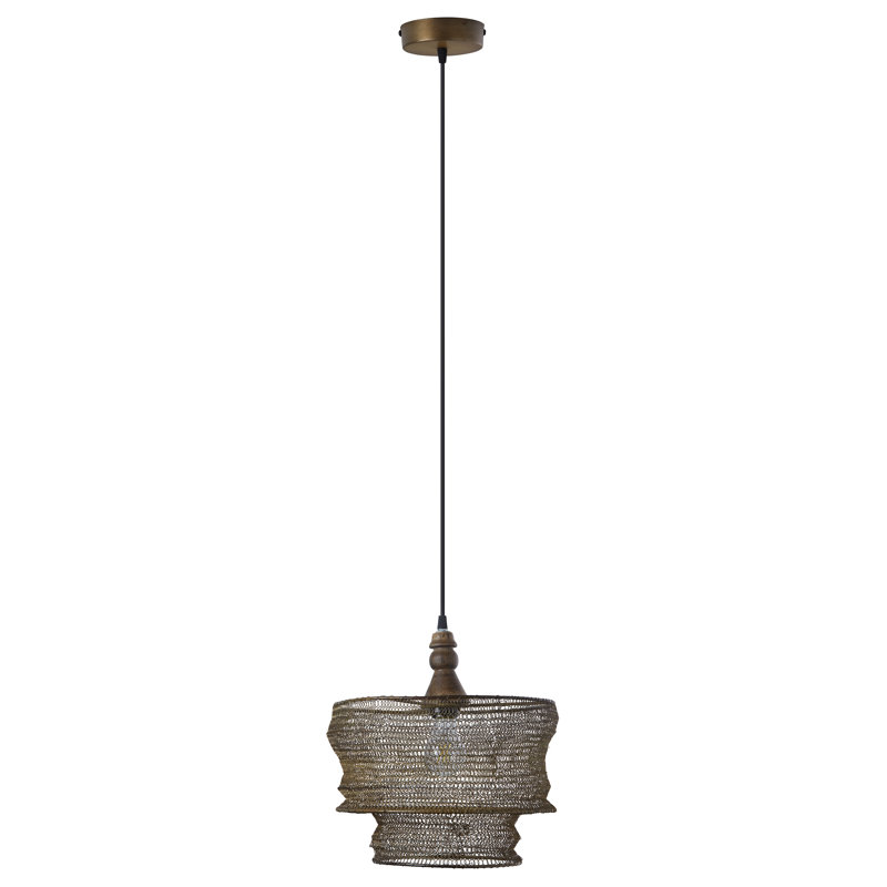Luminaire suspendu en métal et bois 12 po l 12 po Ankush