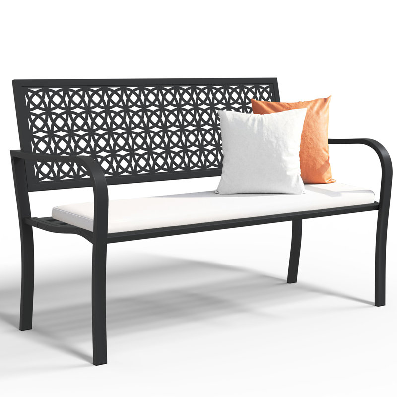 Banc de jardin en métal, Noir, noir, noir, noir