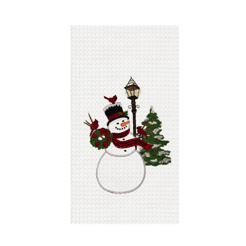 Serviette bonhomme de neige et cardinaux