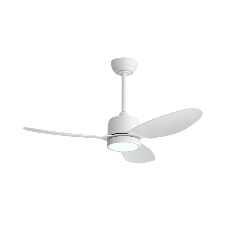 42inch 3 ABS Blades Indoor and Outdoor Ceiling Fan with Integrated LED and Remote Downrod,White, White, 42", White