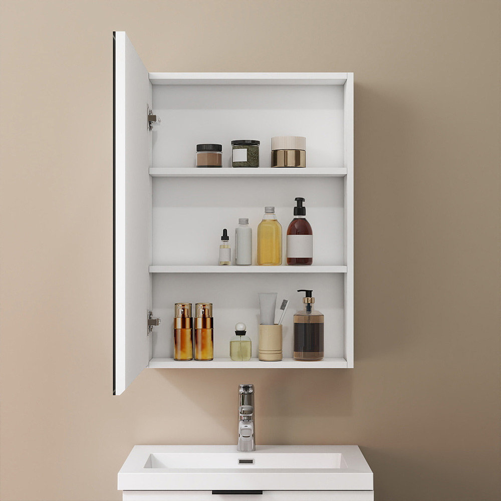 700x500mm Grey Bathroom Mirror Cabinet Wall Hung IP44 Rated