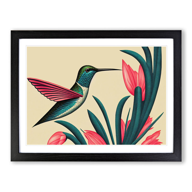 An Art Deco Hummingbird - Framed Print, Black, 25cm H x 34cm W x 2cm D