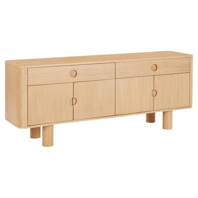 Buffet simple de grande capacité, 29.53" H x 70.87" W x 17.72" D, Brun orangé