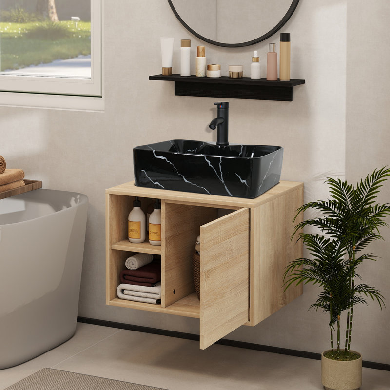 Ensemble de meuble-lavabo simple 24 po avec surface solide et miroir