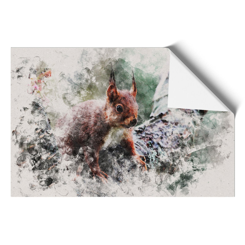 Red Squirrel Watercolour - Frameless Print, 59cm H x 84cm W x 0.1cm D