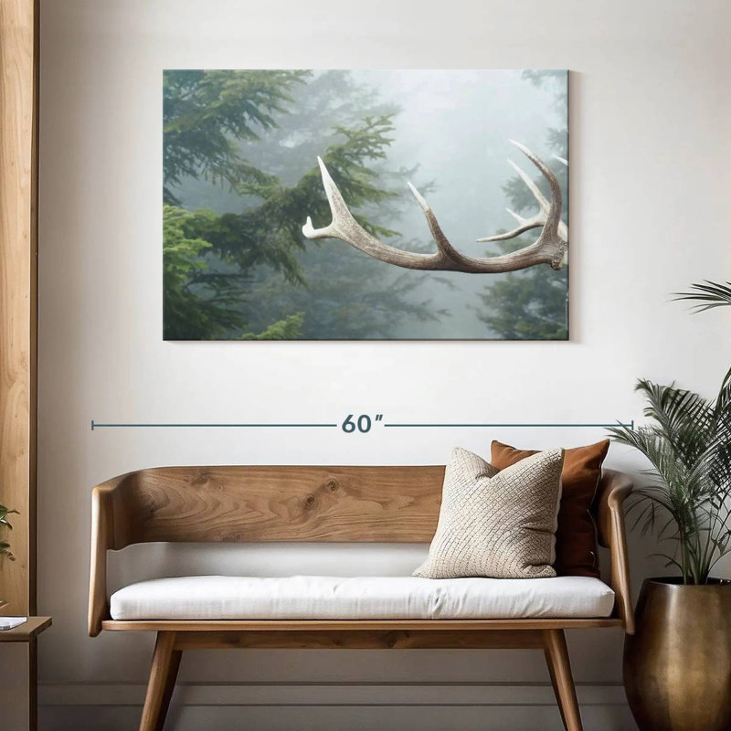 Deer Antler And Pines, 30" H x 45" W