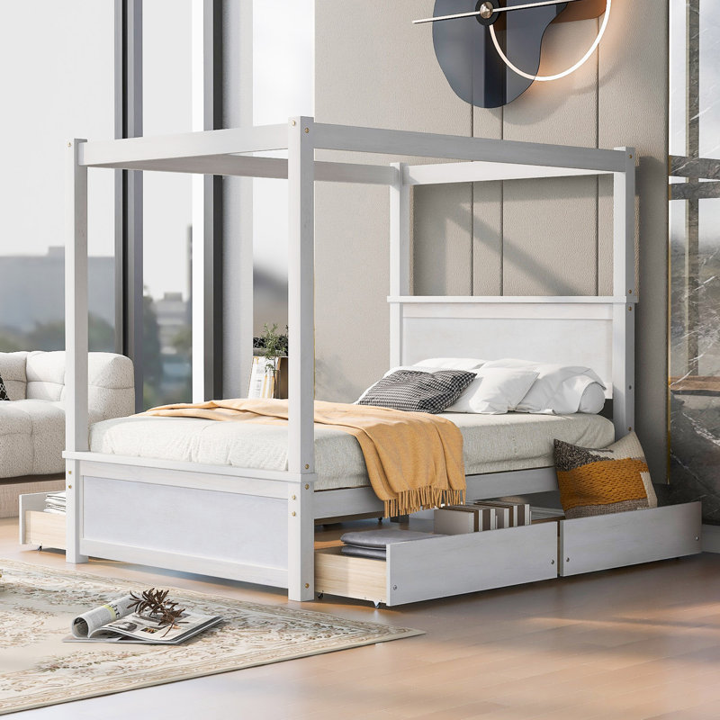 Brakefield Canopy Storage Bed, White