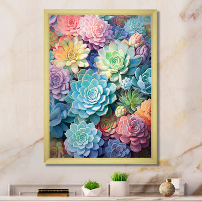 «Eugine Green Blue Succulents Succulent Dreams», reproduction sur toile