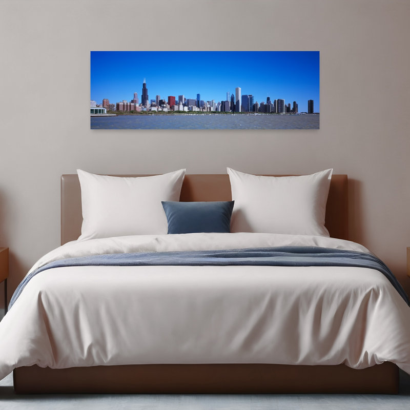 Skyscrapers At The Waterfront Willis Tower Shedd Aquarium Chicago Cook County Illinois USA by Mark Segal - Wrapped Canvas Panoramic Print