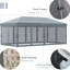 Tente escamotable robuste 10 pi x 20 pi avec filet, abri de soleil pour les pique-niques extérieurs dans le jardin, patio, gris. Intérieur spacieux, fonction polyvalente, auvent en filet. Fêtes, pieds réglables, portables