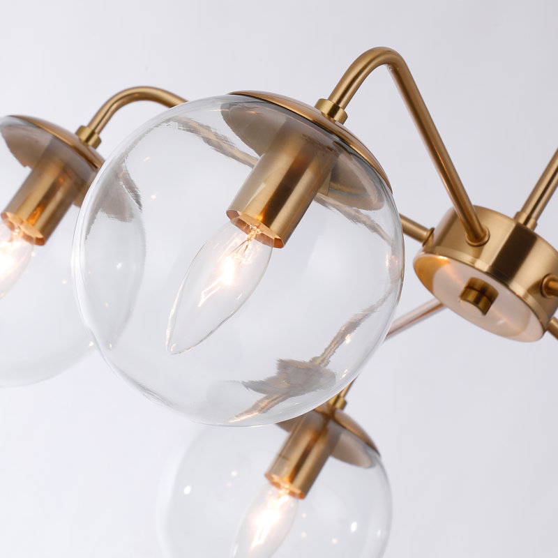 Lustre rond en verre 5 lumières Mid-Century