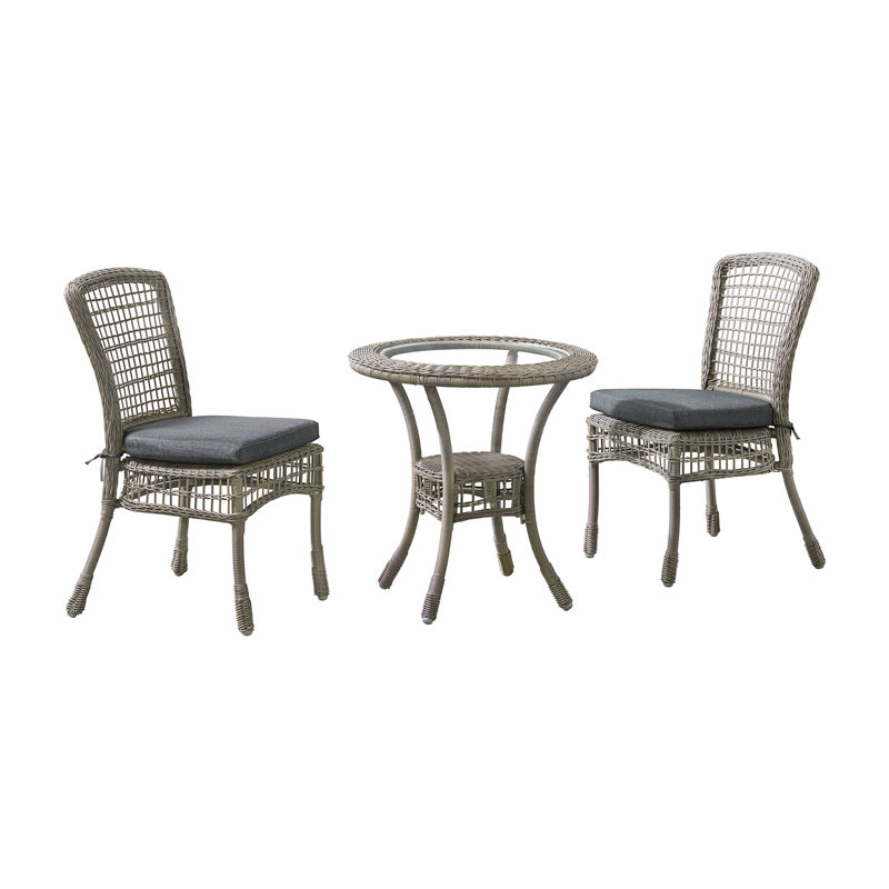 Carolina All-Weather Wicker 3-Piece Dining Set - 28" Diameter Bistro Dining Table and Dining Chairs