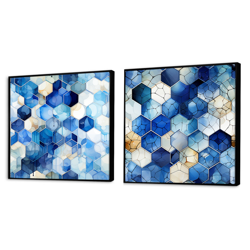 Chonita - Abstract Shapes Square Collage Set Of 2, 30" H x 61" W, Wrapped Canvas