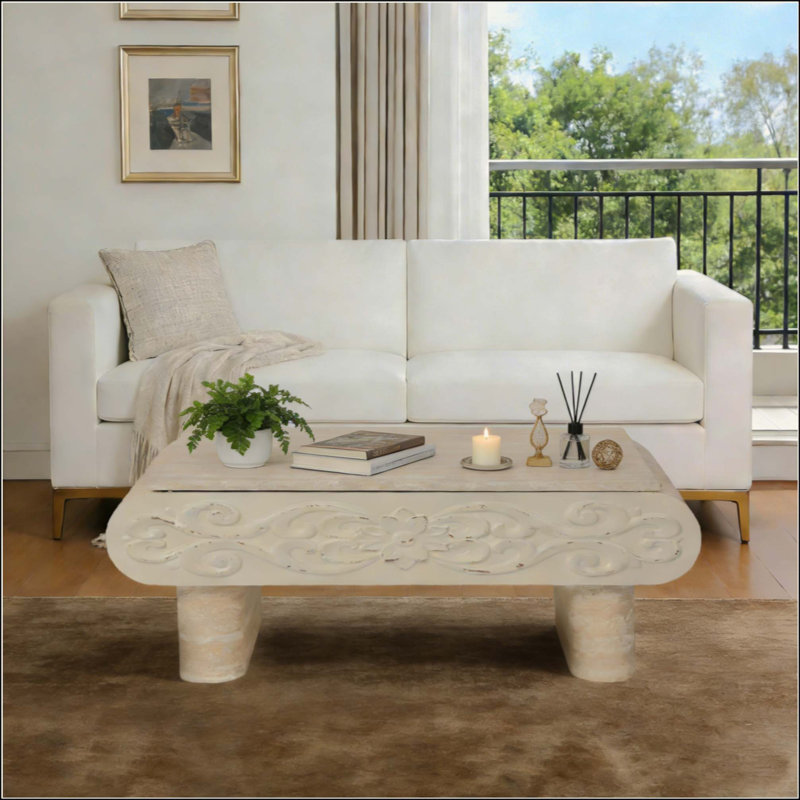 Table basse à plateau relevable, bureau moderne en bois avec rangement caché, 15.55" H x 39.37" W x 23.62" D, Beige