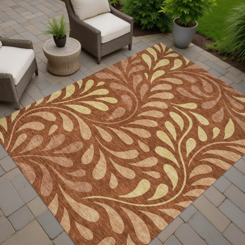 Machine Washable Indoor/Outdoor Chantille ACN2411 Botanical Rug, Rectangle 5' x 7'6"