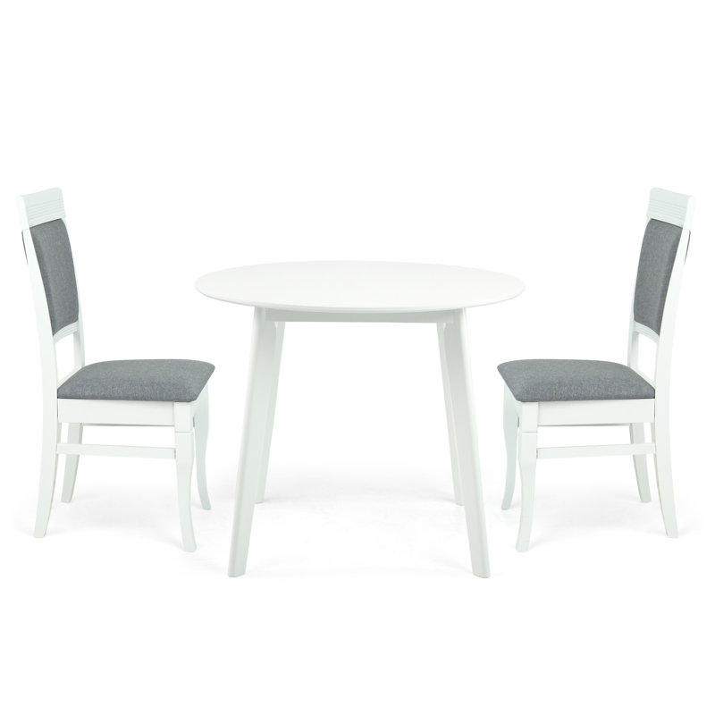 Ensemble de salle à manger 3 pièces Mattis, 2 chaises rondes en bois de style classique avec table ronde Mattis