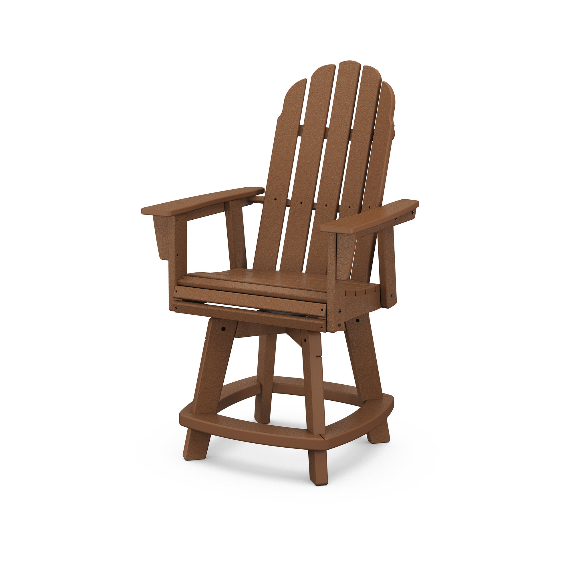 Vineyard Curveback Adirondack Swivel Counter Chair, Teak