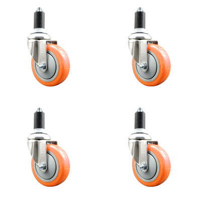 Ensemble de roulettes extensibles 4 pouces en polyuréthane pivotant de 1-1 / 4 po 4 pouces SCC