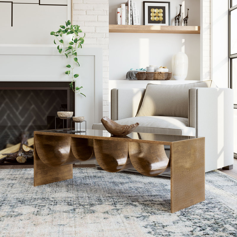 Reed Glass Top Single Coffee Table