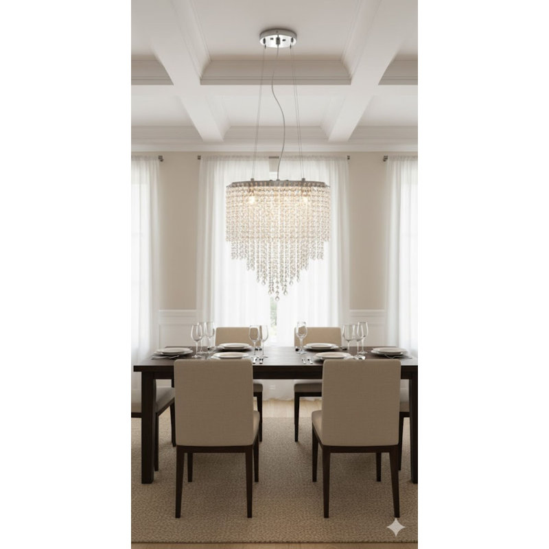 6-Light Chrome Chandelier With Clear Crystal Accents