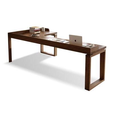 Nut-brown L-Shaped Solid Wood Writing desk