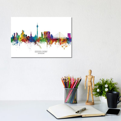 Dusseldorf Deutschland Skyline by Michael Tompsett - 1 Piece Wrapped Canvas Wall Art