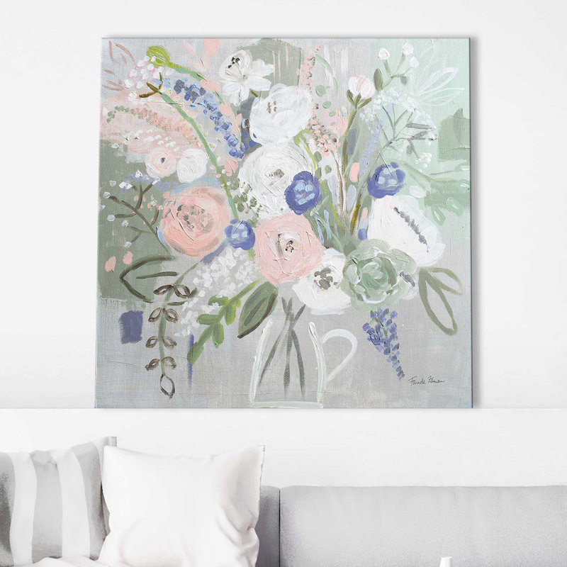Élégance florale - Peinture, Toile tendue, H 36 po x l 36 po x P 1,5 po