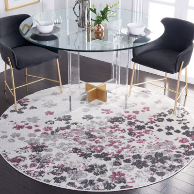 Makeba Floral Ivory/Gray/Purple Area Rug