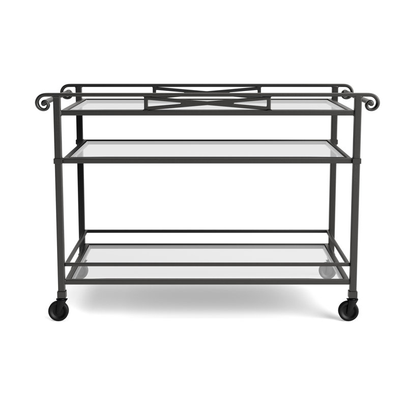 Venetian Bar Cart, Textured Pewter