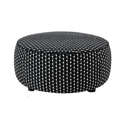 Repose-pieds décoratif Viani, motif à pois carrés, chenille noire 36 po
