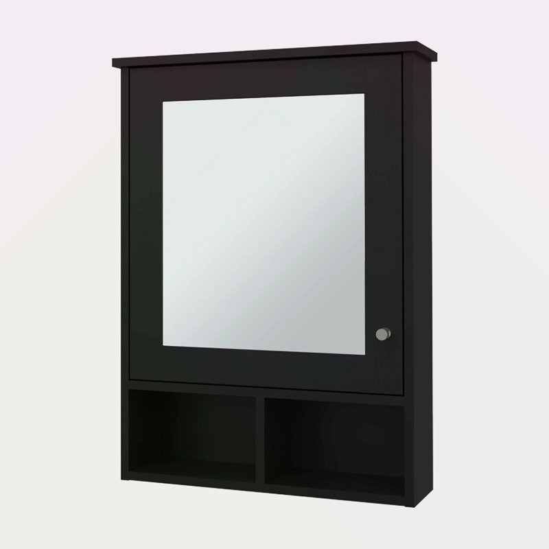 Pharmacie avec porte et miroir inclus, Noir