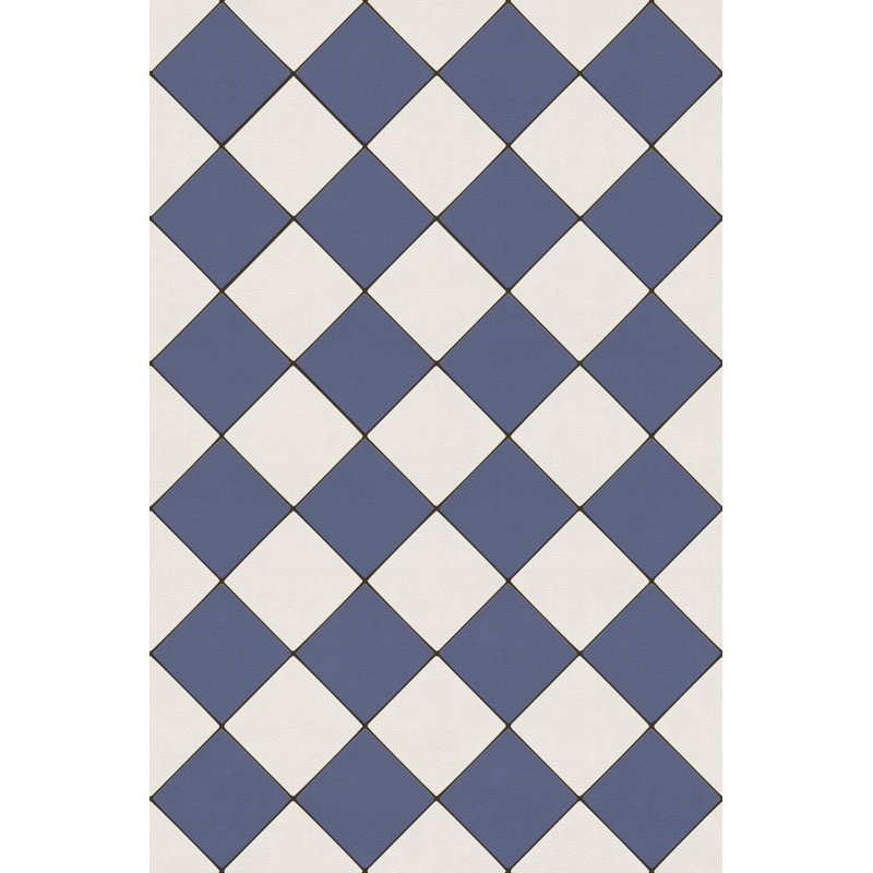 Hooppole Vinyl Checkered Indoor Rug, Rectangle 1'9" x 2'8"