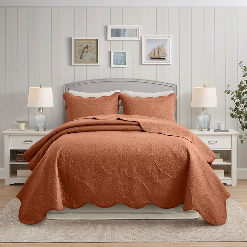 Ensemble de couvre-lit en microfibre embossée de luxe - courtepointe hypoallergénique, infroissable et résistante à la décoloration