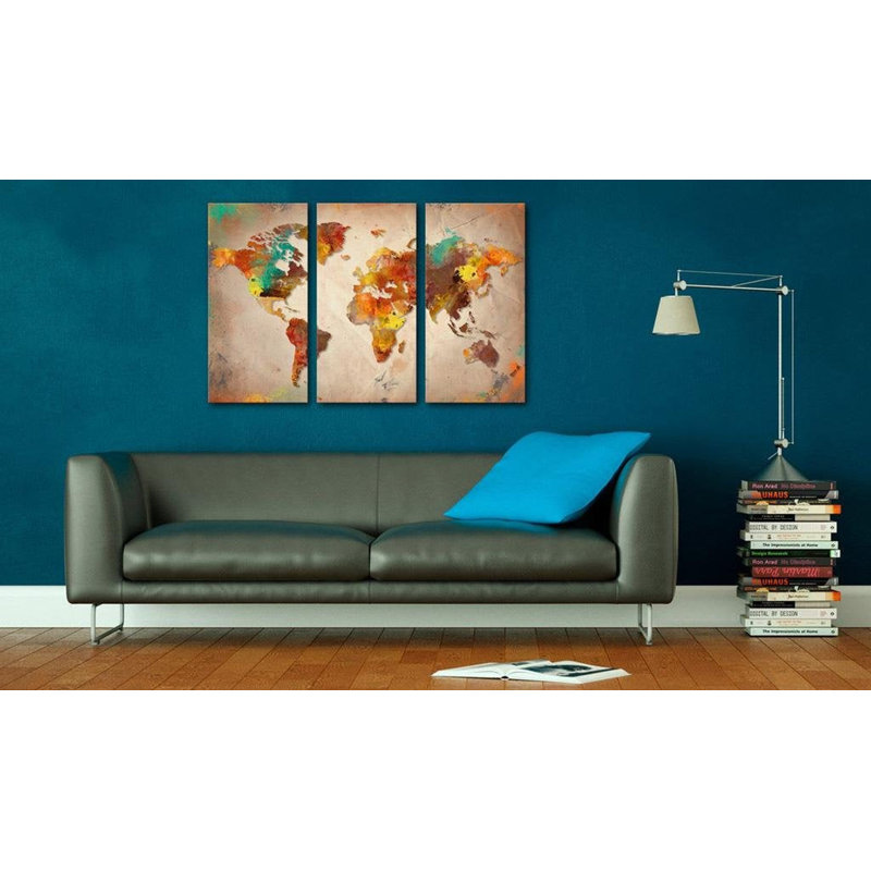 Painted World 3 pièces, H 16 po x l 24 po x P 0,7 po