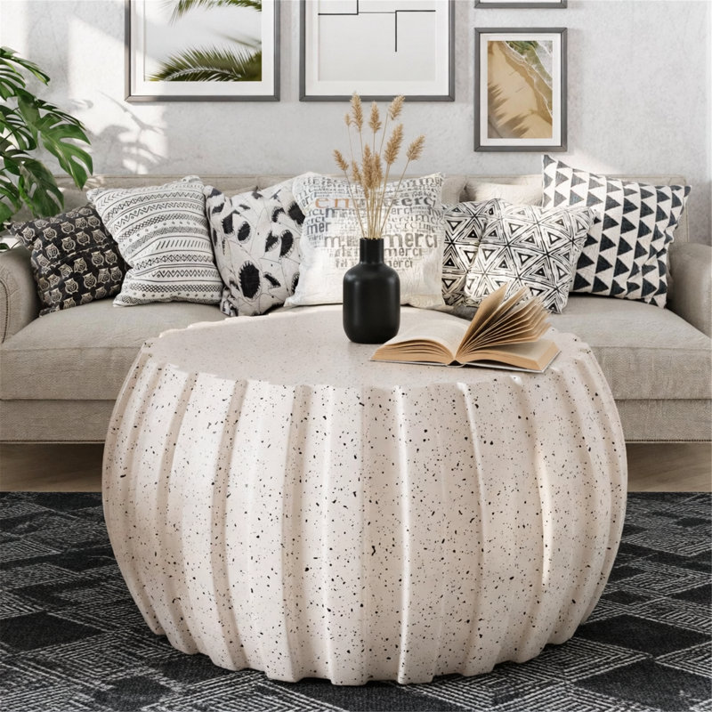Table basse imperméable 35,43 po MGO moderne, compatible intérieur et extérieur, Blanc