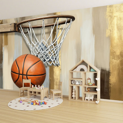 Papier peint pelez et collez Vintage Sports Baseball Basketball Football Boy Room Toddler Playroom Wall Murals H 100 po x l 144 po Papier mural amovible en PVC auto-adhésif pour chambre à coucher, salon, chambre des garçons