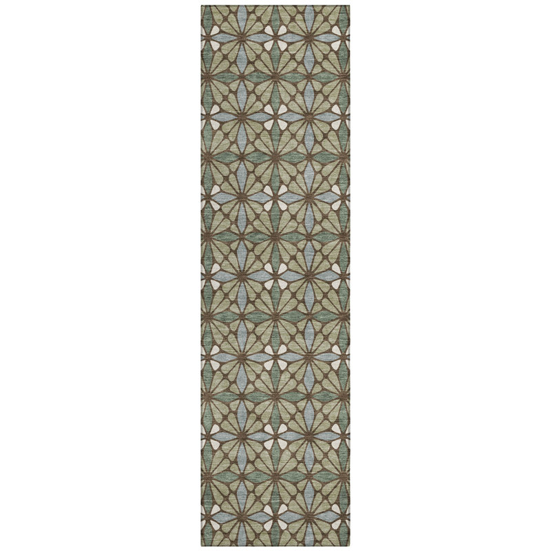 Machine Washable Indoor/Outdoor Chantille ACN2469 Geometric Rug, 2'3" x 7'6" Runner, Aloe