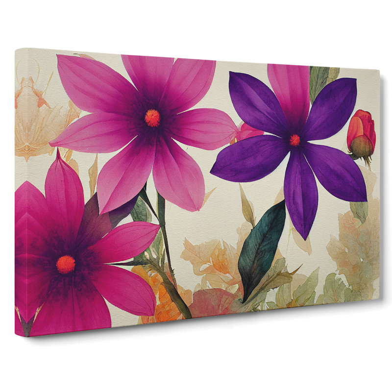 Epic Watercolour Flowers - Wrapped Canvas, 35cm H x 50cm W x 3cm D