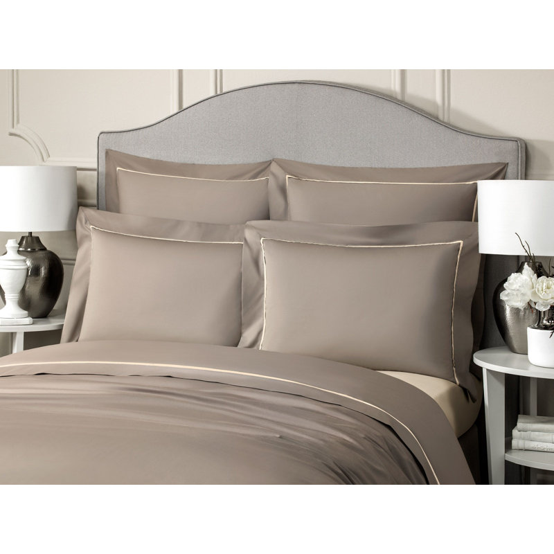 Plaza Sateen Duvet Cover, Twin Duvet Cover, Brown/Beige