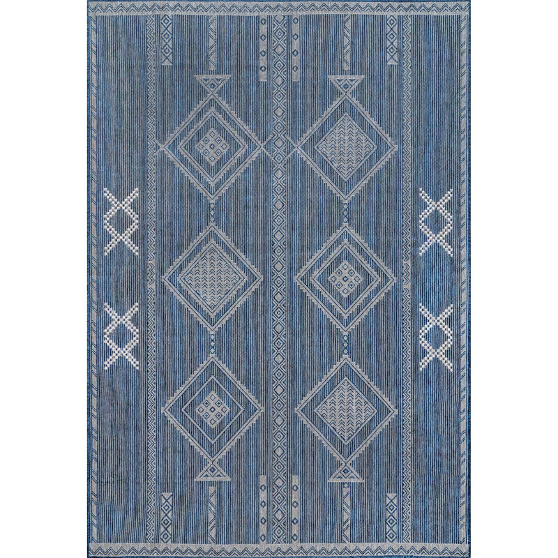Tapis intérieur / extérieur bleu Achyut Southwestern, Rectangle 8 pi x 10 pi