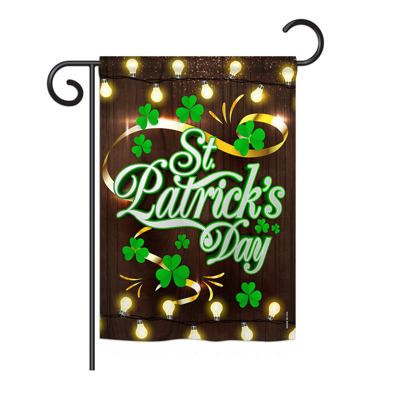 Lightful St. Patrick's Day Double-Sided Burlap Garden Flag
