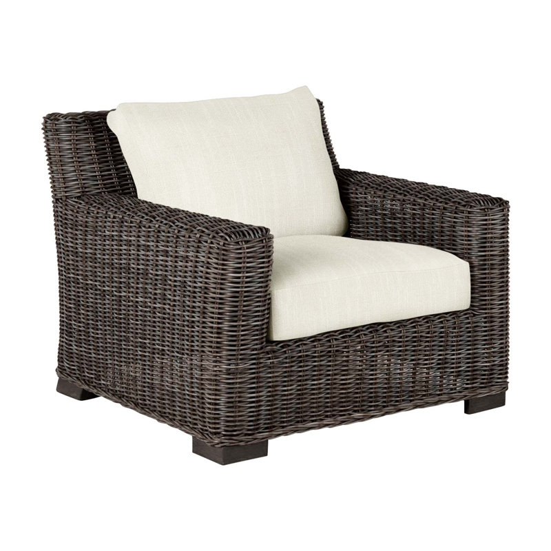 Rustic Woven Lounge Chair - Black Walnut, No Welt, Rollo Cream, Black Walnut