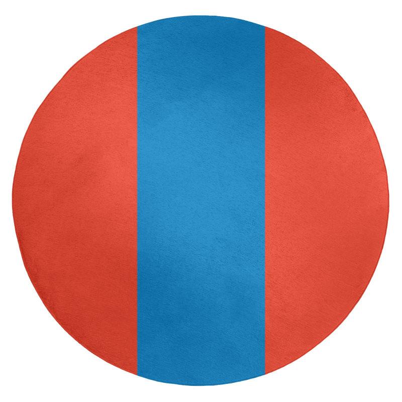 Tapis orange/bleu rayé, Rond 5 pi