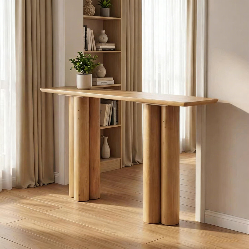 Console Retro Minimalist Art, H 33,46 po x l 62,99 po x P 14,96 po, Bois naturel