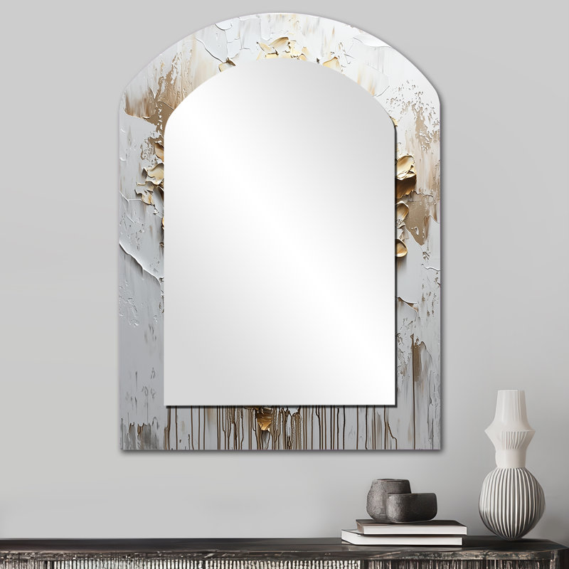 Miroir mural or et blanc, 34 po x 25 po
