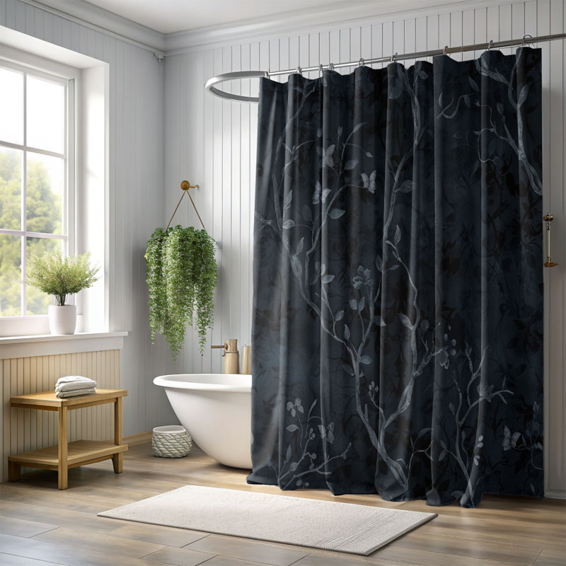 Gothic Flower - Premium Shower Curtain, 74"H x 71"W