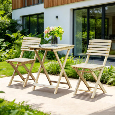 2 - Person Acacia Wood Patio Dining Set with Square Table